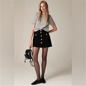 J.Crew Womens black rinse Button-front denim Black mini skirt NWT Size 4